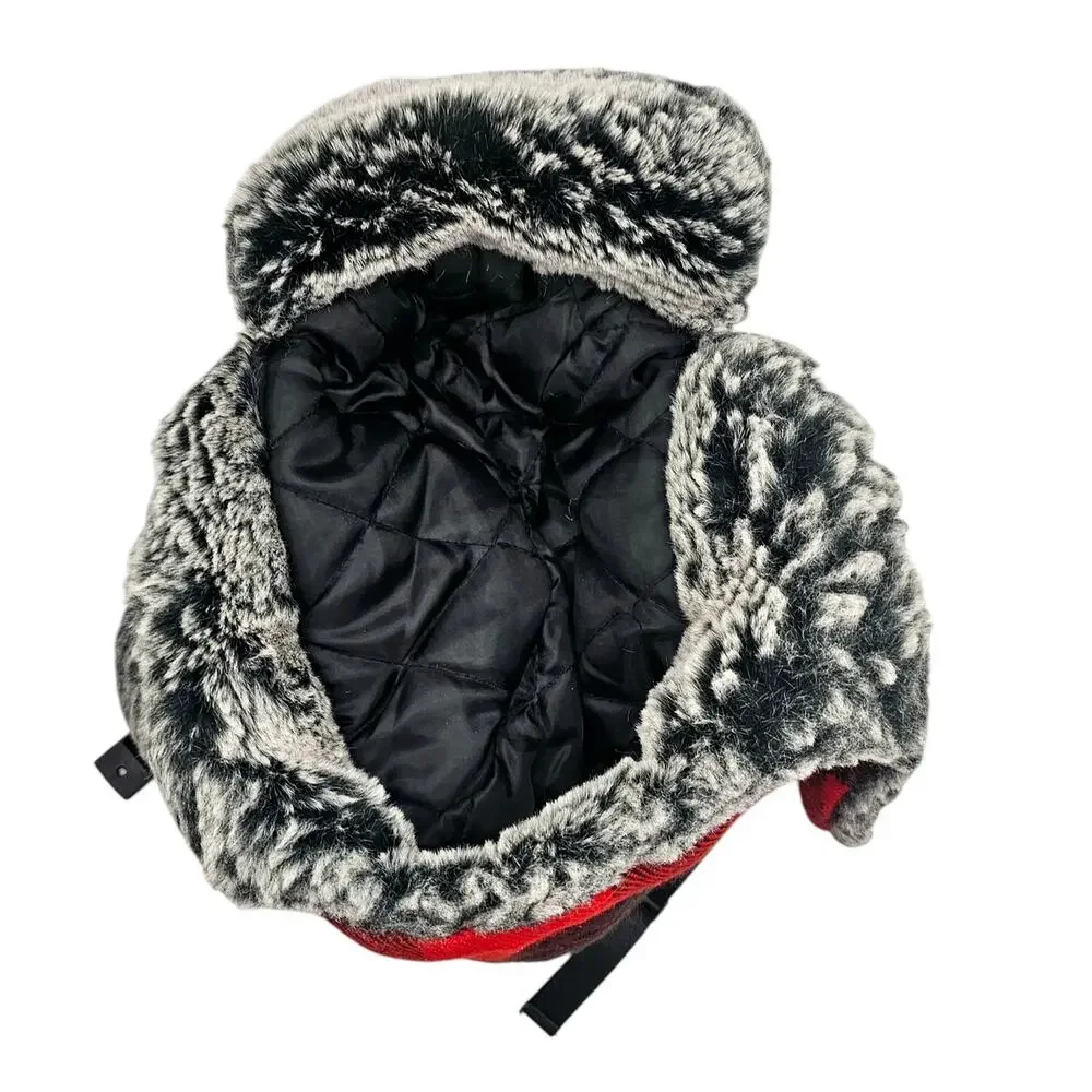 Kids Target Buffalo Plaid Trapper Cap Hat with Flaps with Faux Fur